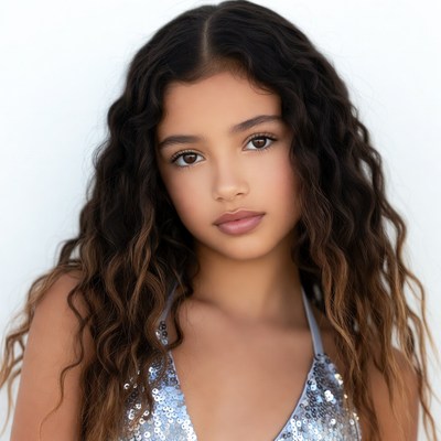 Young girl in sequin dress