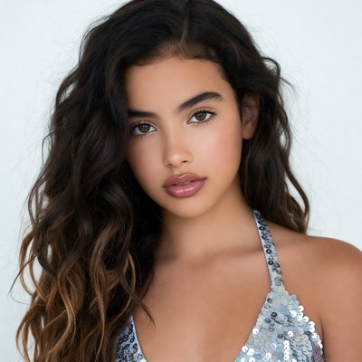 Beautiful woman in sequin top