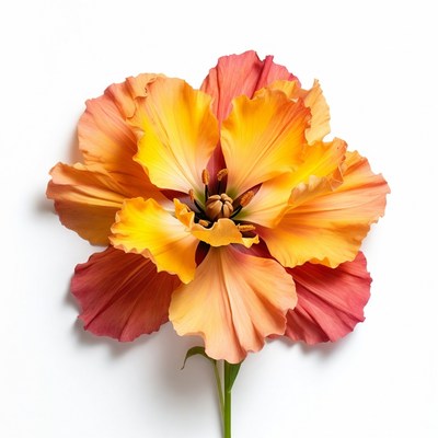 Orange Dahlia Flower on White Background