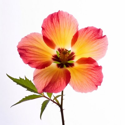 Pink Hibiscus Flower on White Background