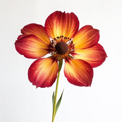 Red Cosmos Flower on White Background