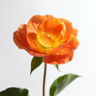 Orange tulip flower on white background