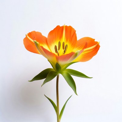 Orange Tulip Flower on White Background