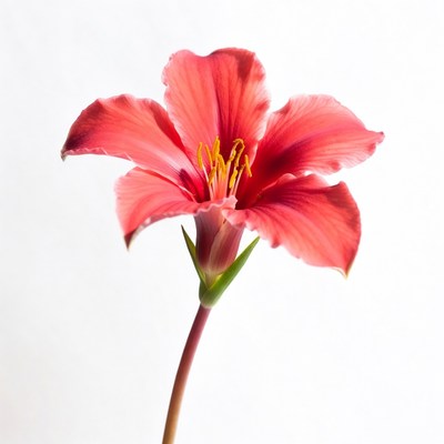 Pink Amaryllis Flower on White Background