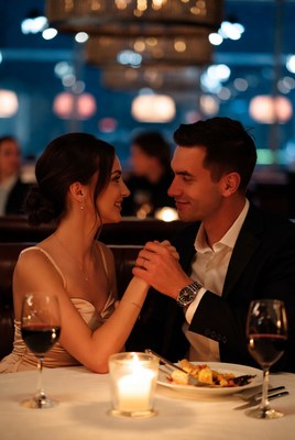 Romantic couple dining at restaurant