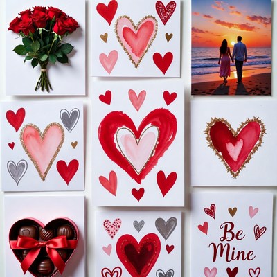 Valentine's Day Hearts Roses Couple Collage