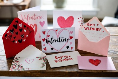 Valentine's Day Cards on Wooden Table