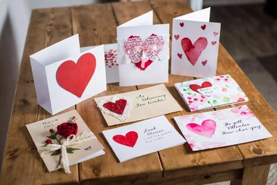 Valentine's Day Cards on Wooden Table