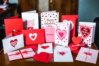 Valentine's Day Cards on Table