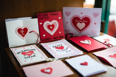 Valentine's Day Cards on Wooden Table