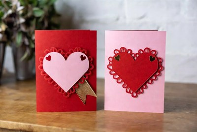 Red and Pink Lace Heart Cards