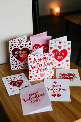 Valentine's Day Cards on Wooden Table