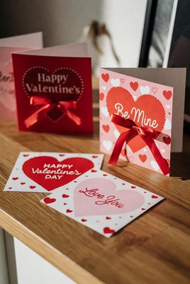 Valentine's Day Cards on Wooden Table