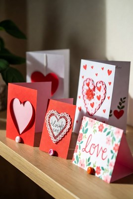 Assortment of handmade Valentine's Day cards