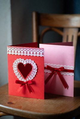 Red and Pink Lace Heart Valentine's Cards