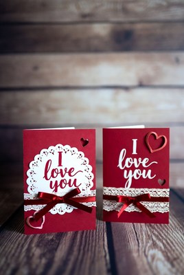 Red I Love You Cards with Lace