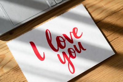 I Love You Card on Wooden Desk