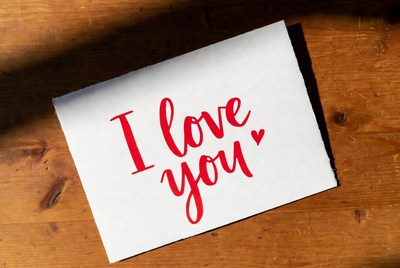 I Love You Card on Wooden Surface