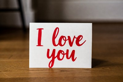 I Love You Card on Wooden Table