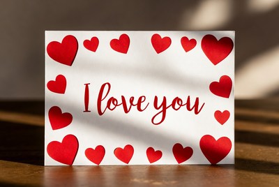 Red Hearts I Love You Card