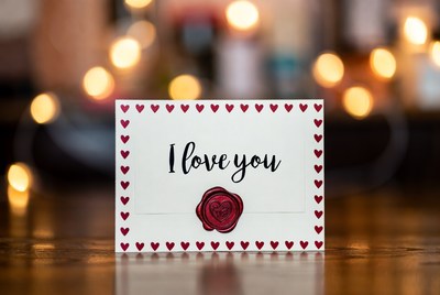 I Love You Card with Red Hearts