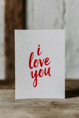 I Love You Card on Wood