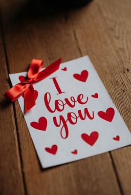 I Love You Card with Red Ribbon