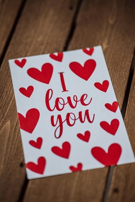 I Love You Card with Red Hearts