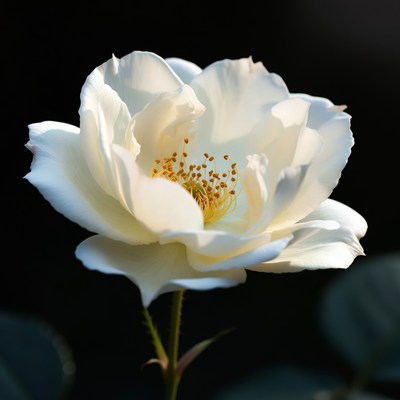 White Rose Blooming Closeup