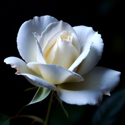 White Rose on Black Background