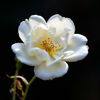 White Rose Flower on Black Background