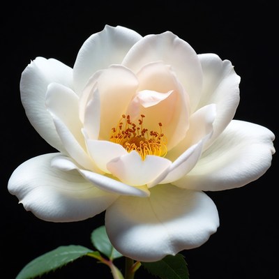 White Rose with Yellow Stamens