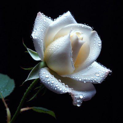White Rose with Dew Drops
