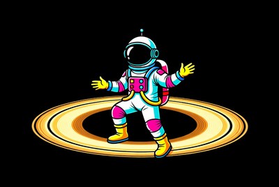 Colorful Astronaut Dancing on Ring