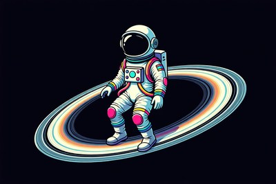 Colorful Astronaut Standing on Rings