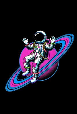 Astronaut sitting on Saturn