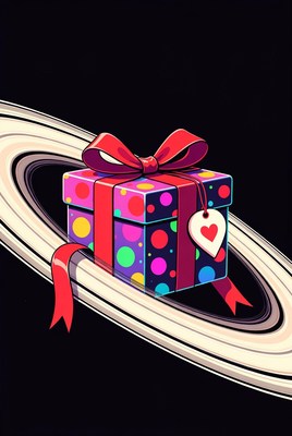 Colorful Gift Box with Red Bow