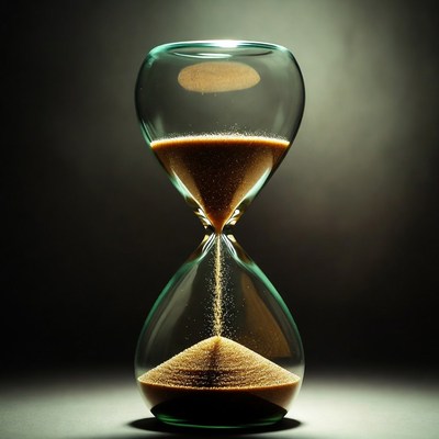 Sand flowing in hourglass