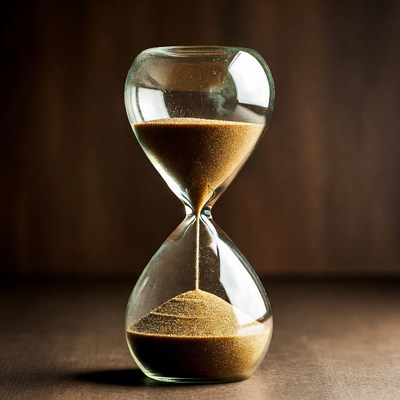 Golden Hourglass with Flowing Sand