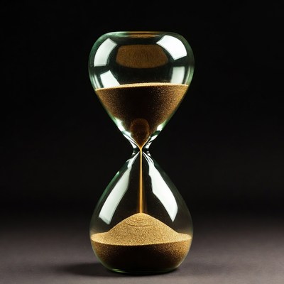 Hourglass with sand flowing