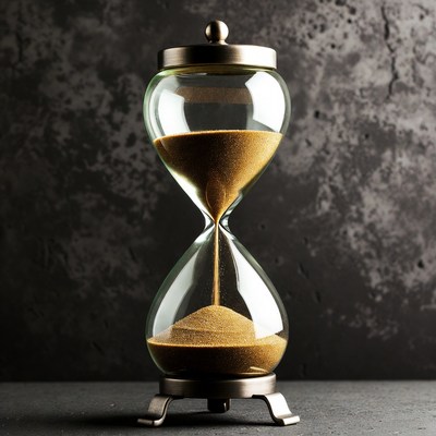 Sand flowing in hourglass