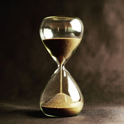 Sand flowing in hourglass