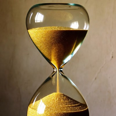 Golden Hourglass with Sand