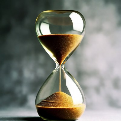 Sand flowing in hourglass