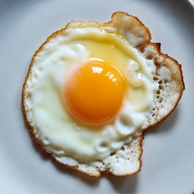 Fried Egg on White Plate