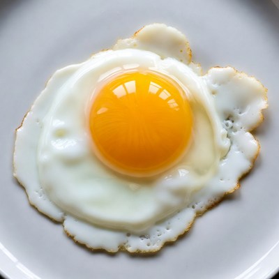 Fried Egg on White Plate
