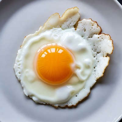 Fried Egg on White Plate
