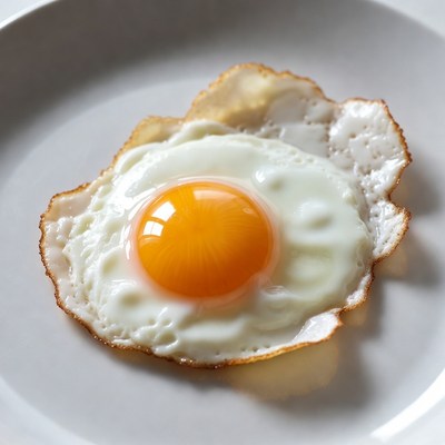 Fried Egg on White Plate