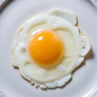 Fried Egg on White Plate