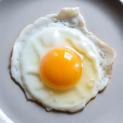 Fried Egg on Gray Plate